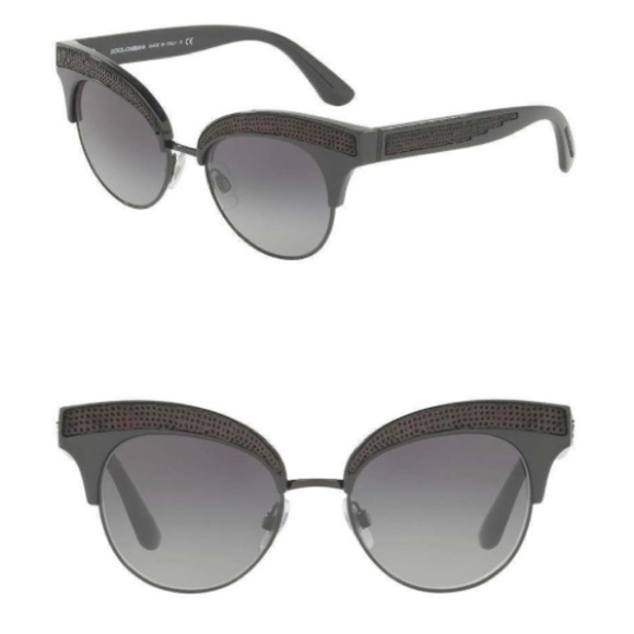 $540 Dolce&Gabbana Sequin Brows Sunglasses Embellished Cat Eye Black Runway NWT - Picture 3 of 13